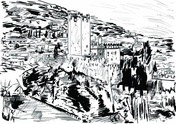 Eine Festung Auf Dem Gardasee — Stockvektor