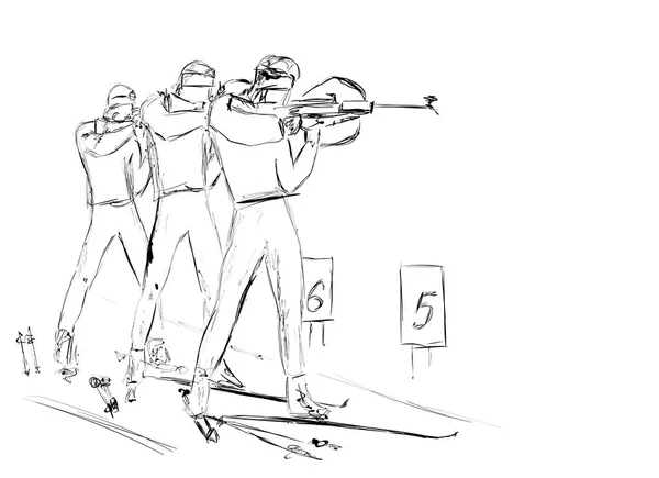 Biathlon dans la journée ensoleillée — Image vectorielle
