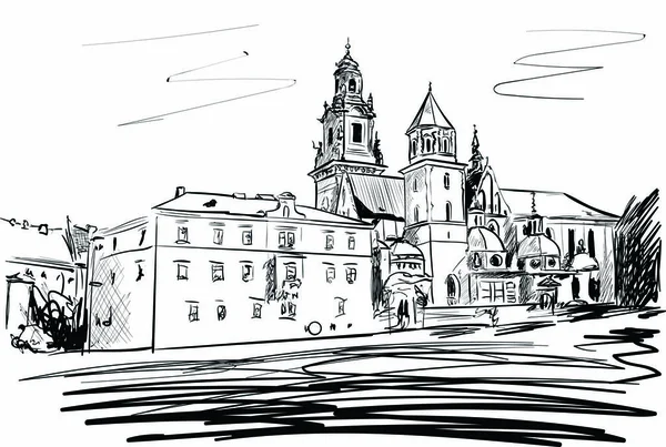 Cracovia en el día soleado — Vector de stock