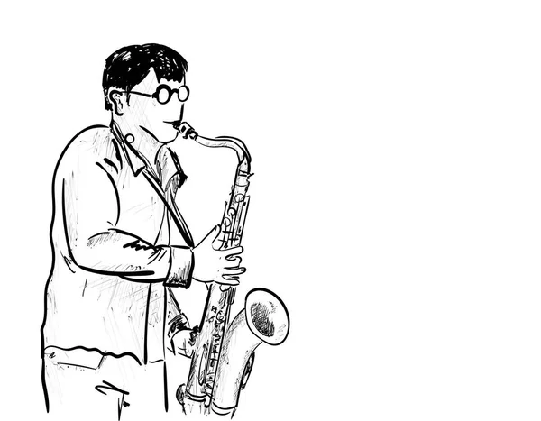 Ein Mann und Saxophon — Stockvektor