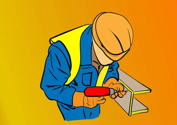Bauarbeiter auf der Baustelle — Stockvektor