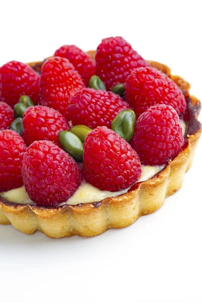 Cake Raspberries Isolated White — Stock Photo, Image