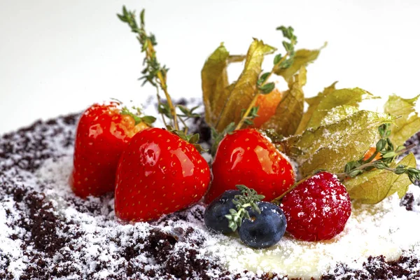 Gâteau Chocolat Sur Blanc — Photo