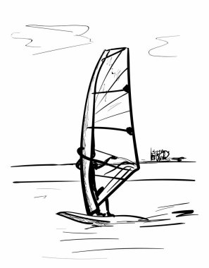 Yelkenli teknenin vektör çizimi