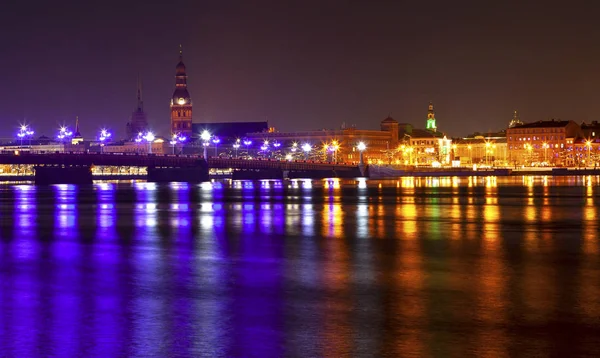 Bridge Night Riga — Stock Photo, Image