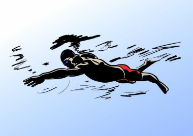  Bir yüzücünün siluetinin çizimi