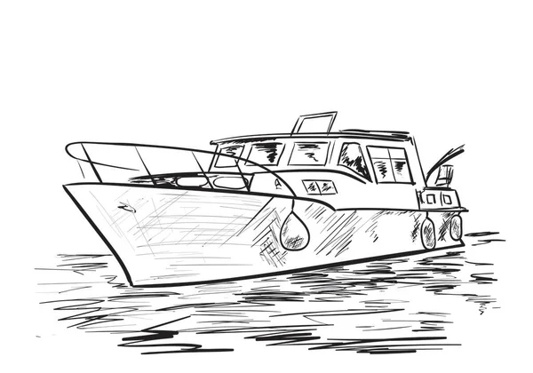Suda Balıkçı Teknesi — Stok Vektör