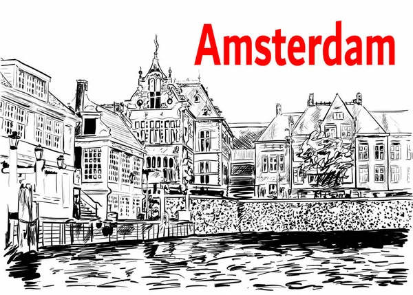 Amsterdam Zonnige Dag — Stockvector