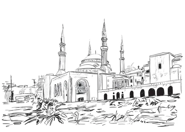 Una Mezquita Muy Antigua Beirut — Vector de stock