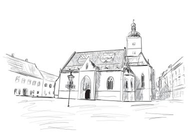  a church in the Zagreb clipart