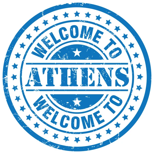 에 오신 것을 환영 합니다 아테네 스탬프 — 스톡 벡터
