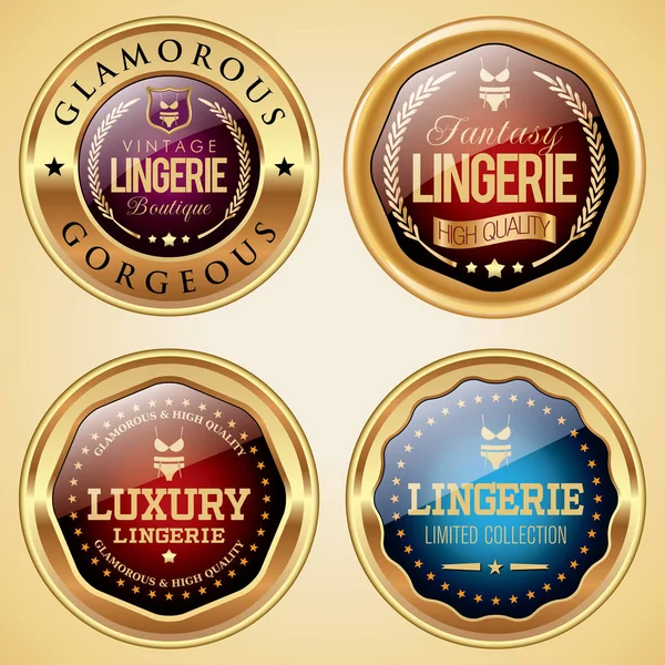 Lingerie gouden badges — Stockvector