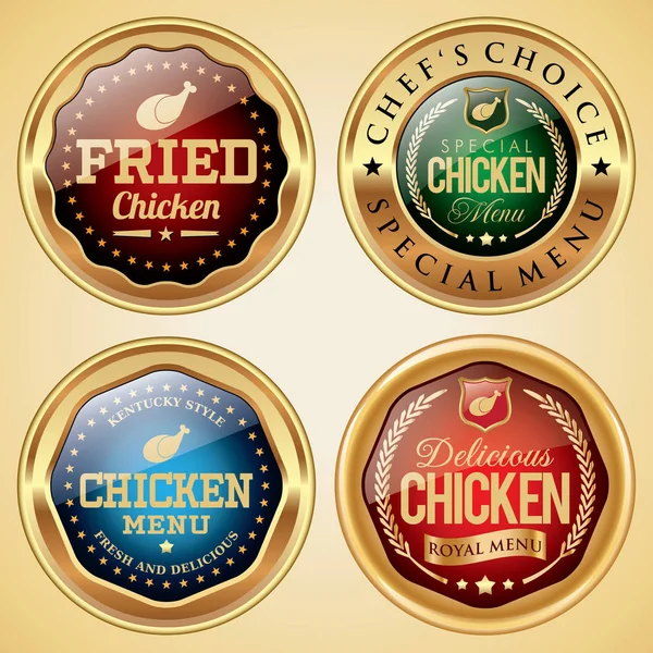 Insignias de pollo frito — Vector de stock