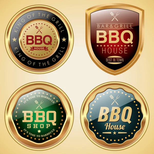 BBQ Barbecue badges — Stockvector