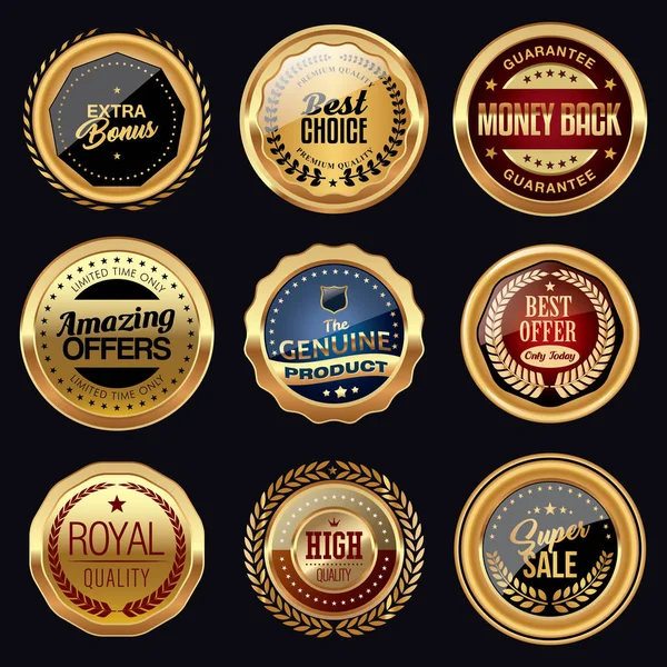 Luksusowych złote odznaki reklamy — Wektor stockowy