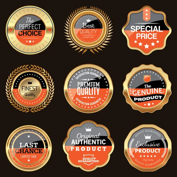 Reeks van luxe gouden badges — Stockvector