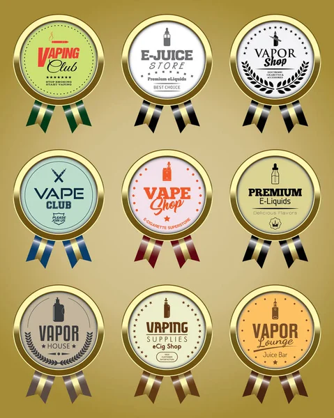 Set de insignias de tienda de vapor con cinta — Vector de stock