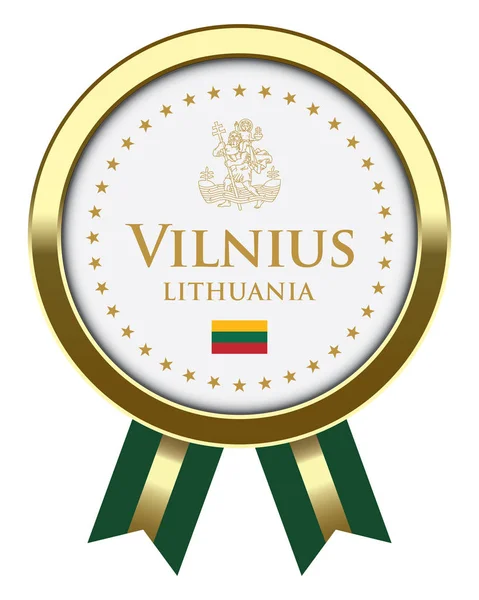 ヴィリニュス リトアニア バッジ — ストックベクタ