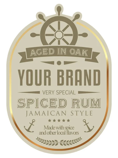 Etichetta Del Rum Vettoriale Rum Speziato Stile Giamaicano — Vettoriale Stock