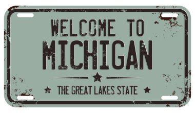 Vektör Plakası Üzerine Michigan İletisine Hoşgeldiniz