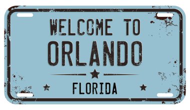 Orlando 'ya hoş geldiniz. Vektör Lisansı Plakası.
