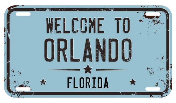 Bienvenue Orlando Plaque Immatriculation Vectorielle — Image vectorielle