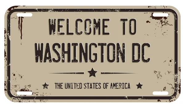 Bienvenido Mensaje Washington Sobre Matrícula Dañada — Vector de stock