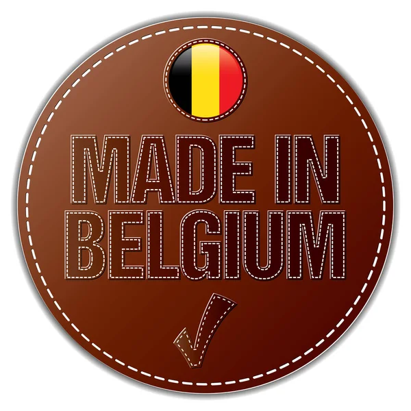 Fabriqué Belgique Icône Cuir Cousu — Image vectorielle