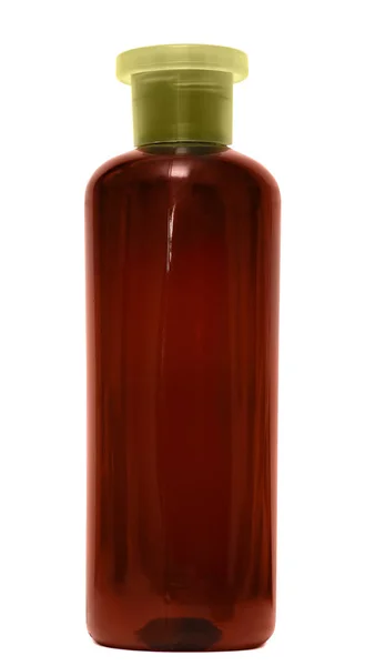 Geschlossene Kosmetik- oder Hygiene-Plastikflasche mit Gel, Flüssigseife, Lotion, Creme, Shampoo. isoliert auf weißem Hintergrund. — Stockfoto