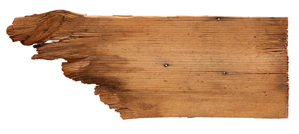古い木の板は、白い背景で隔離。クリッピング パスと白い背景の空の木製看板のクローズ アップ — ストック写真