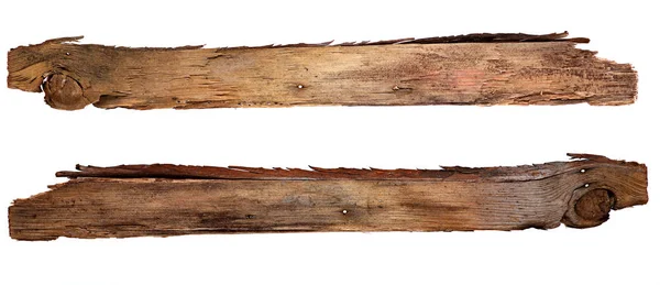 Oude houten planken geïsoleerd op een witte achtergrond. Close up van een lege houten teken op witte achtergrond met uitknippad — Stockfoto