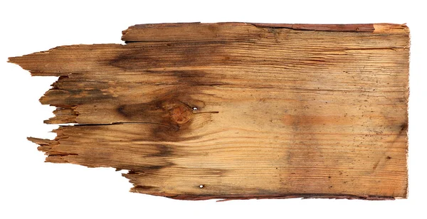Vecchie tavole di legno isolate su sfondo bianco. primo piano di un segno di legno vuoto su sfondo bianco con percorso di ritaglio — Foto Stock