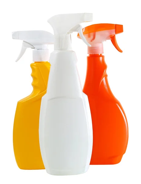 Hygiëne Sanitizer Plastic spray Fles met Cleaner geïsoleerd op witte achtergrond — Stockfoto