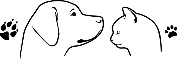 Pes, kočka a jejich stopy — Stockový vektor