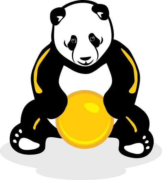 Panda with a yellow ball — Stock Vector