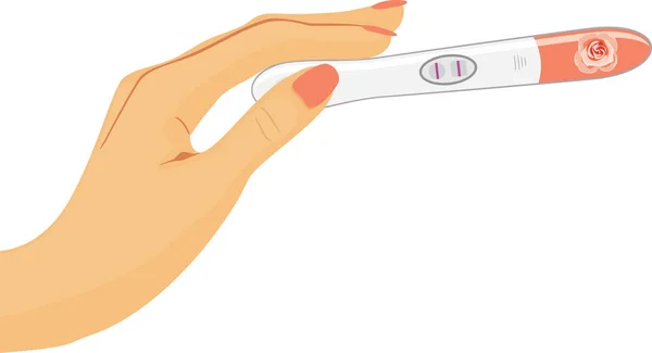 Graviditetstest i kvinnlig hand — Stock vektor