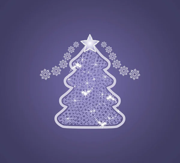 Árbol de Navidad decorativo sobre el fondo azul oscuro — Vector de stock