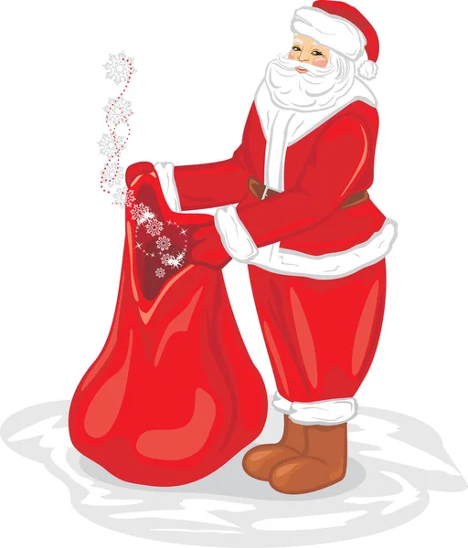 Santa Claus with a bag of gifts — Stock Vector