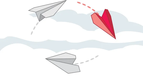 Papír letadla na obloze na pozadí — Stockový vektor