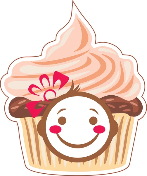 Γελοιογραφία χαμογελώντας cupcake — Διανυσματικό Αρχείο