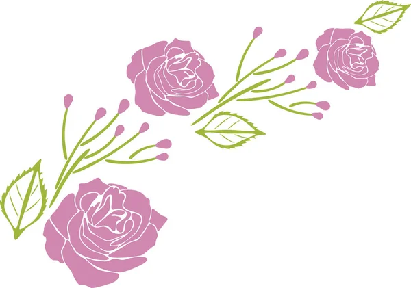 Διακοσμητικό στοιχείο με μωβ τριαντάφυλλα — Διανυσματικό Αρχείο