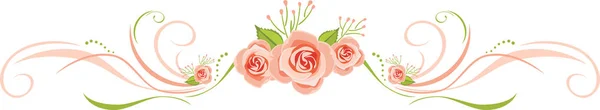 Decorative border with pink roses for greeting card design — Stock Vector