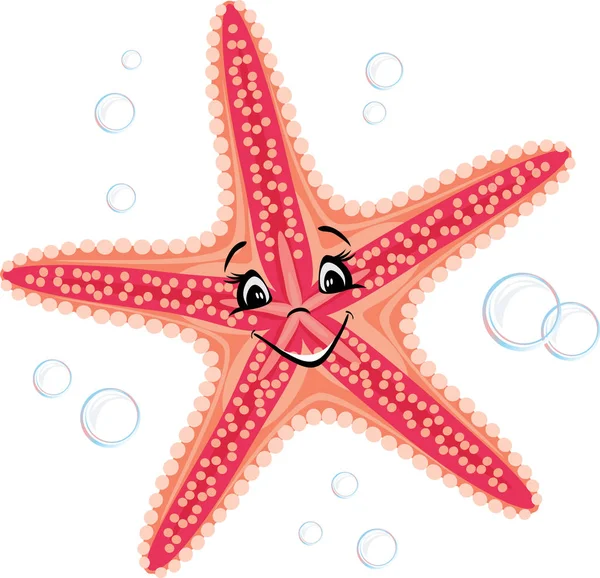 Sonriente linda estrella de mar — Vector de stock