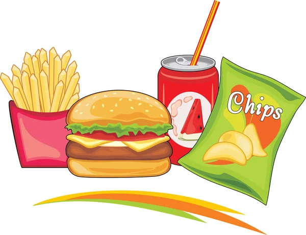 Delicioso fast food — Vetor de Stock
