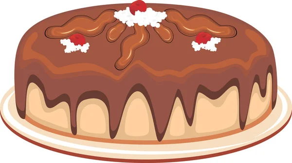 白で隔離されるチョコレート ケーキ — ストックベクタ
