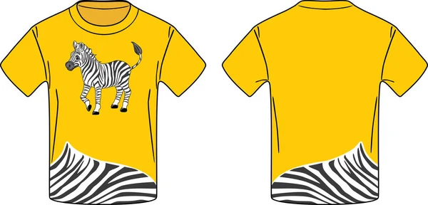 T-shirt jaune avec un zèbre — Image vectorielle