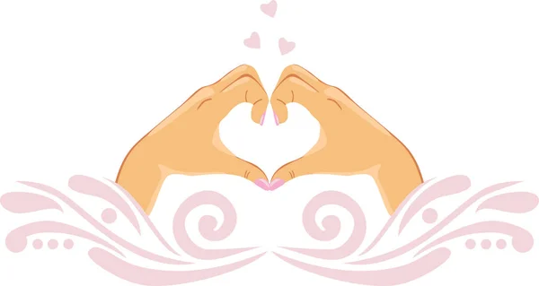 Des paumes féminines en forme de cœur. Icône pour le design — Image vectorielle