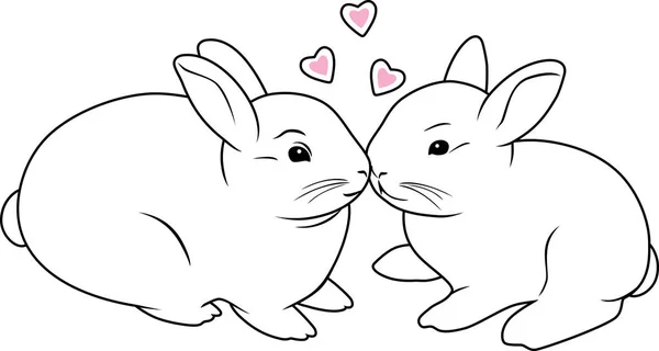 Conejos esmaltados. Dibujo del contorno — Archivo Imágenes Vectoriales