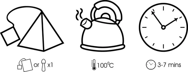 Cómo preparar té. Tres pasos — Archivo Imágenes Vectoriales