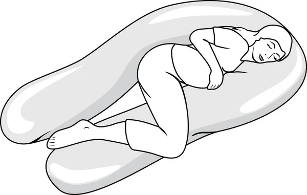 Almohada Dormir Para Mujeres Embarazadas Ilustración Vectorial — Vector de stock